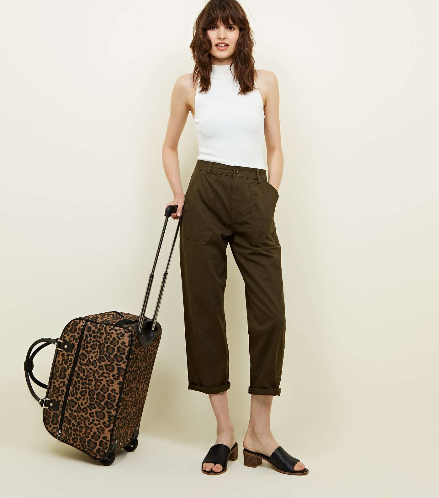 Brown Leopard Print Two Wheel Holdall Image 2