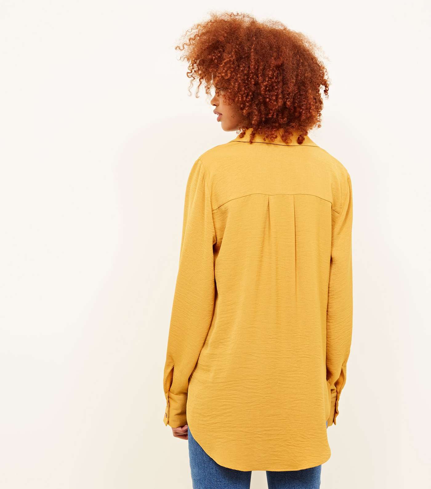 Mustard Wrap Front Revere Collar Top Image 3