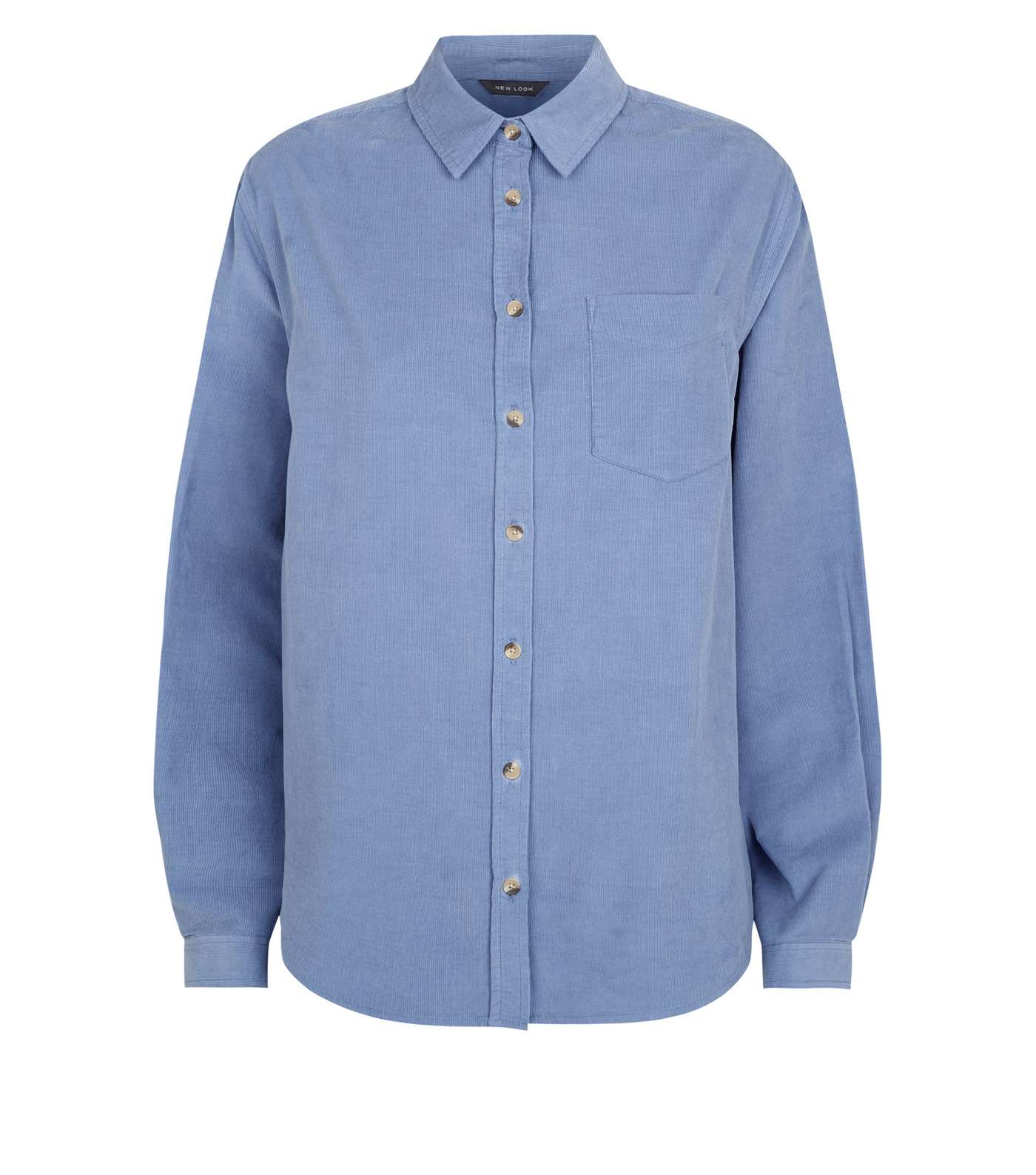 Pale Blue Corduroy Long Sleeve Collared Shirt Image 4