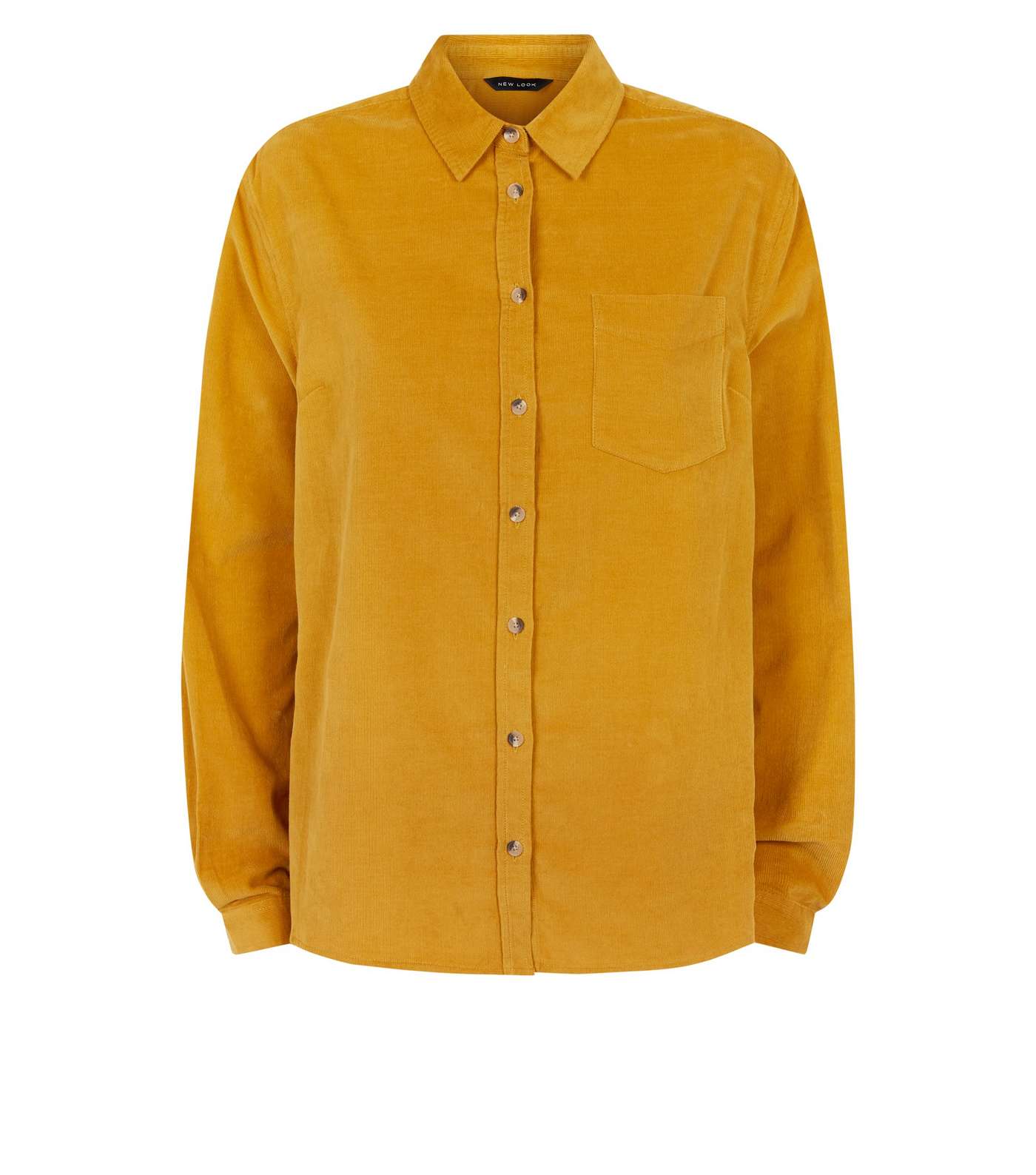 Mustard Corduroy Long Sleeve Collared Shirt Image 4