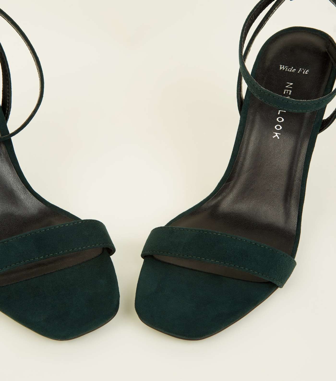 Wide Fit Green Suedette Heeled Sandals Image 4