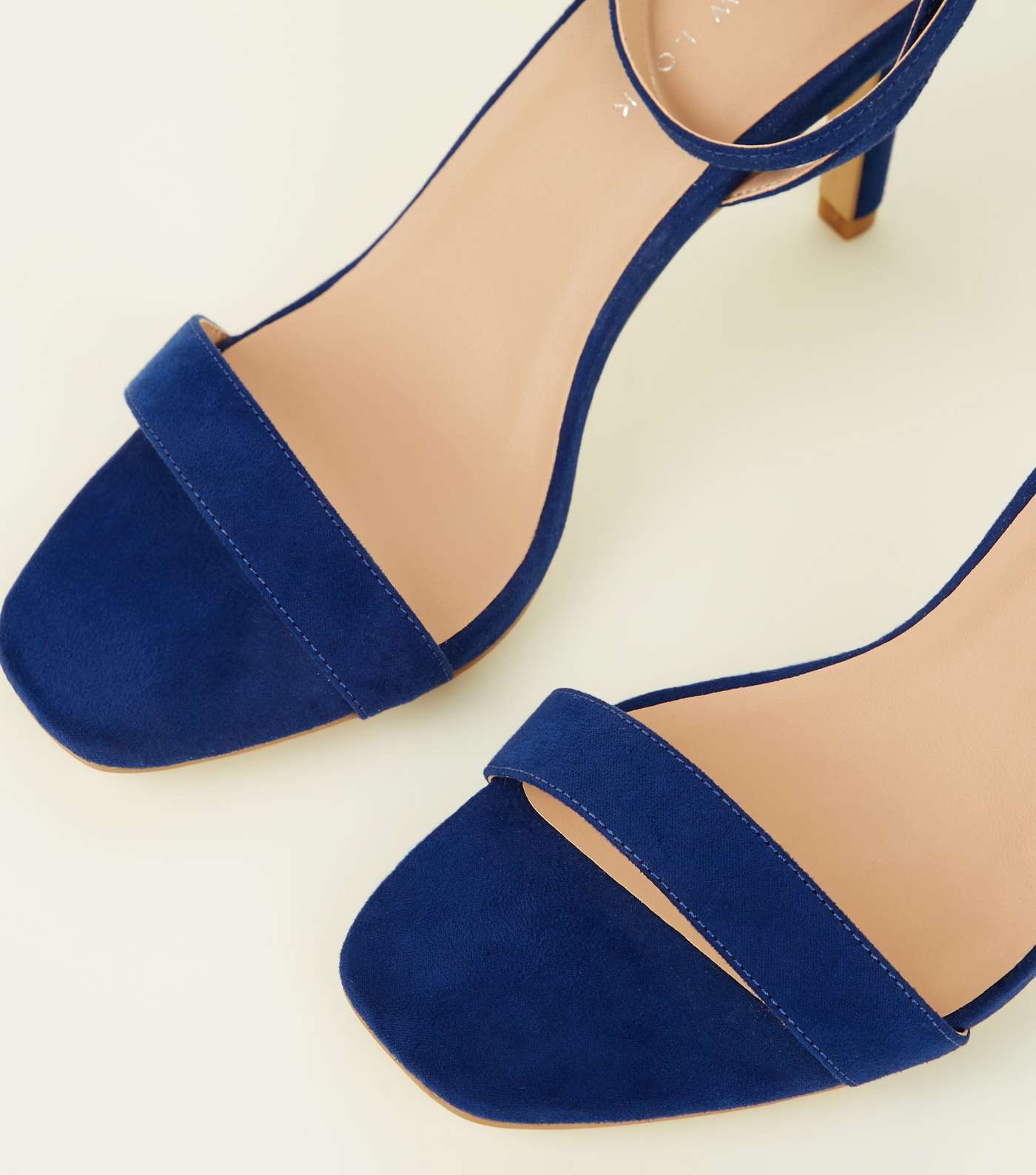 Wide Fit Blue Suedette Strappy Square Toe Heels Image 3