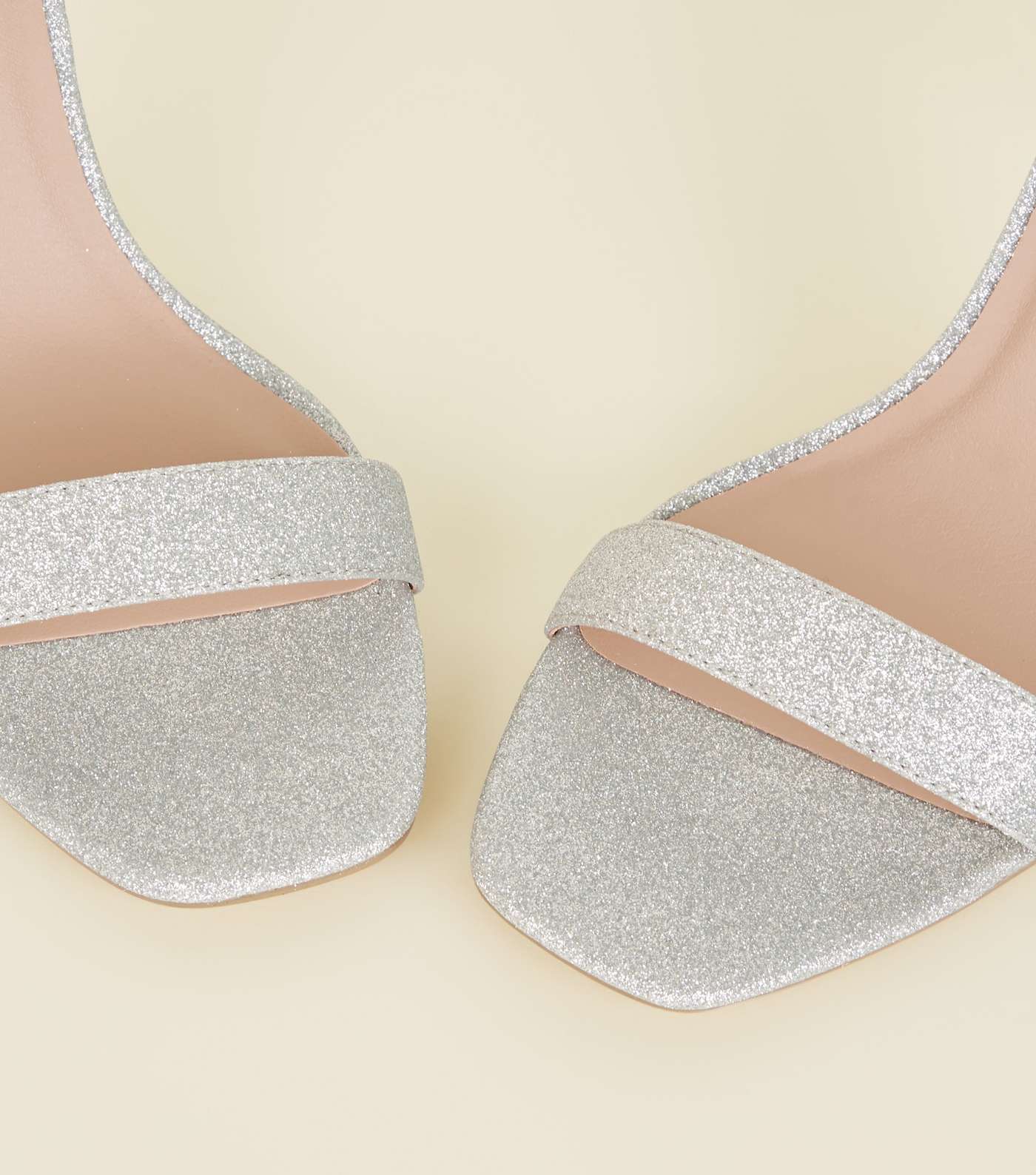 Wide Fit Silver Glitter Stiletto Heel Sandals Image 3