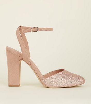 rose gold block heels wide fit