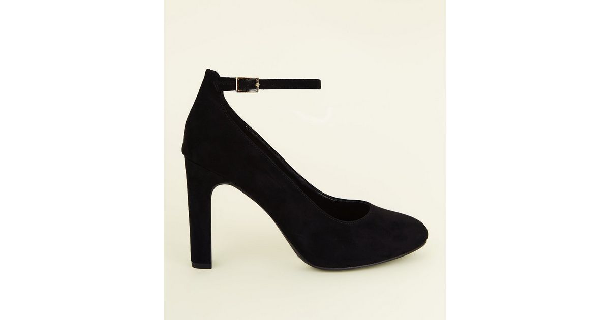 Wide Fit Black Suedette Ankle Strap Courts New Look
