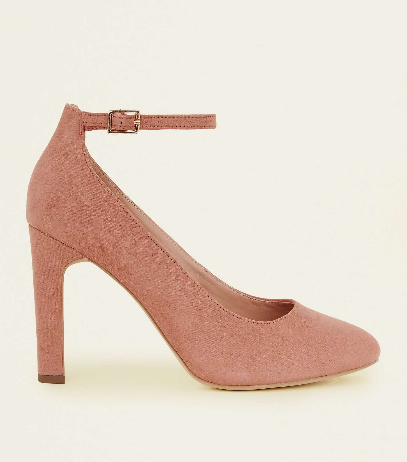 Wide Fit Pink Suedette Ankle Strap Courts