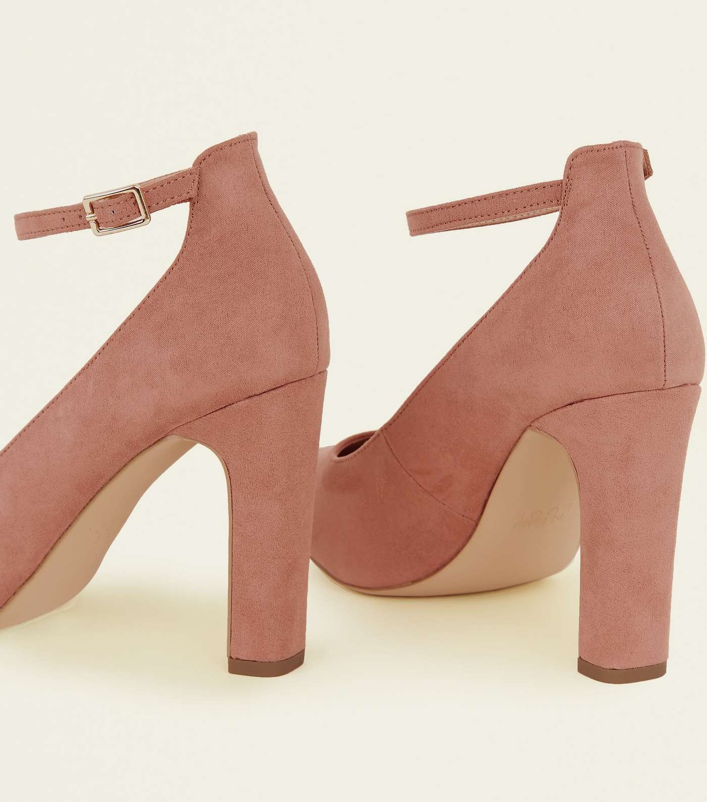 Wide Fit Pink Suedette Ankle Strap Courts Image 3