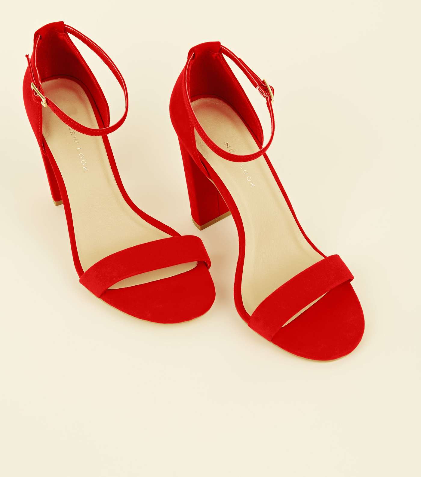 Wide Fit Red Suedette Block Heels  Image 3