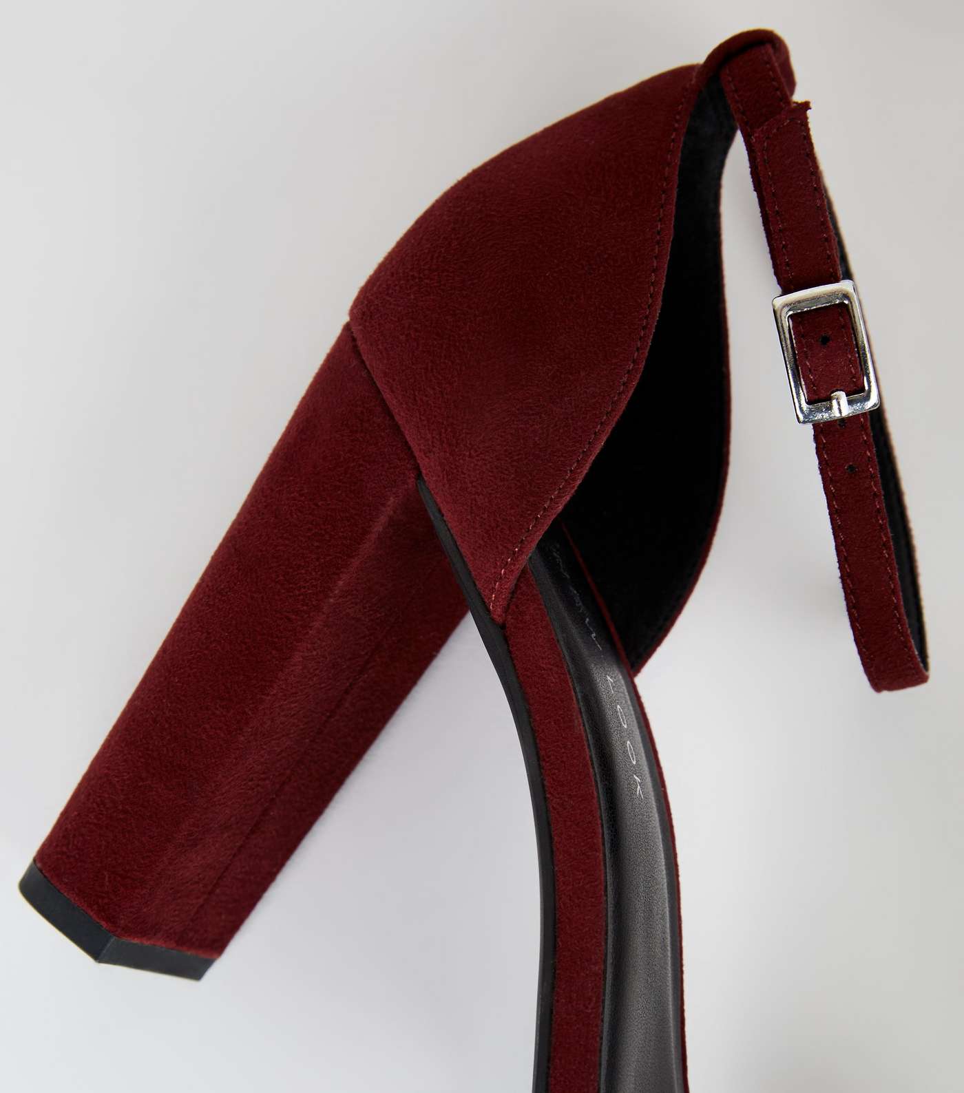 Wide Fit Dark Red Suedette Block Heels  Image 4