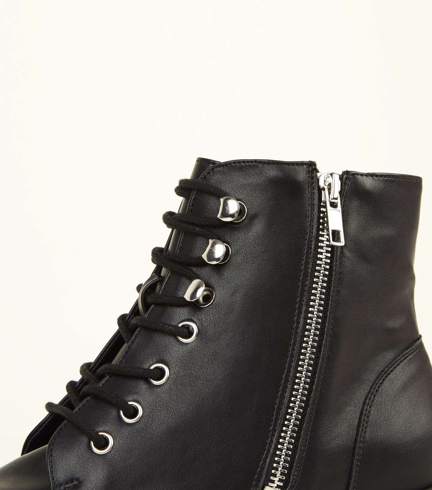 Wide Fit Black Lace-Up Boots Image 3