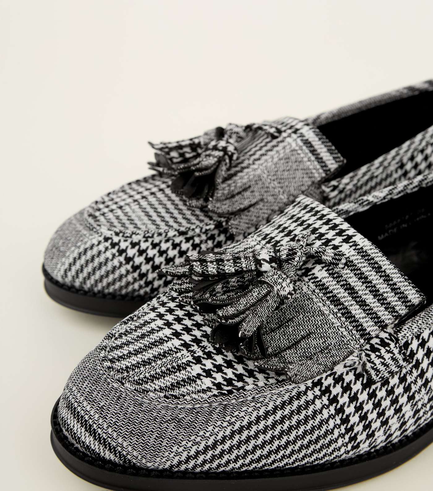 Black Check Printed Loafers Image 4