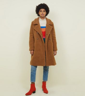 new look blue teddy coat