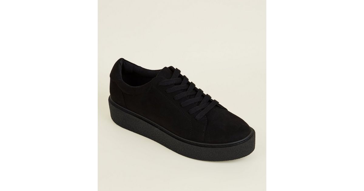 Black Chunky Creeper Trainers New Look