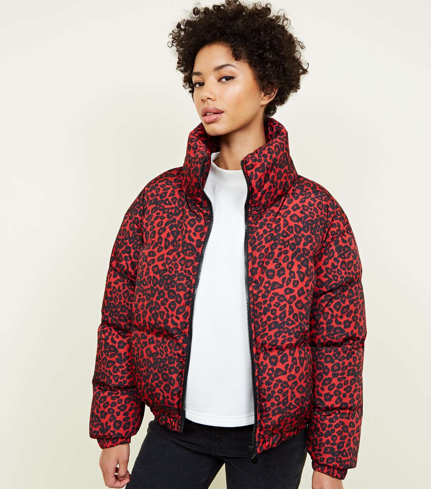 Pink Vanilla Red Leopard Print Puffer Jacket