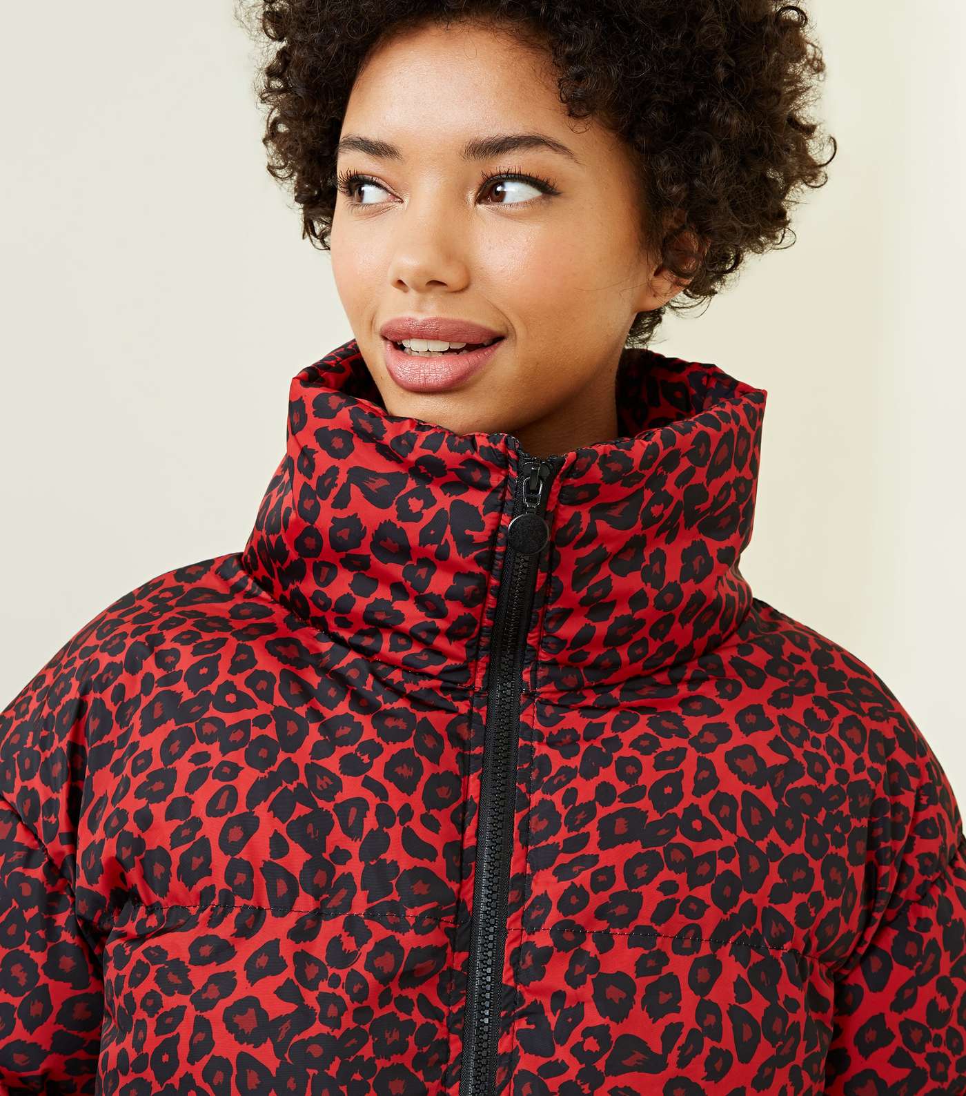 Pink Vanilla Red Leopard Print Puffer Jacket Image 5