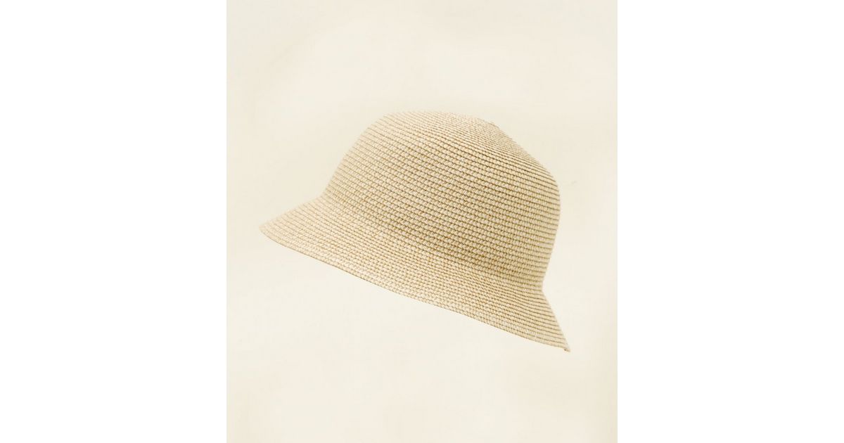 Stone Straw Bucket Hat New Look