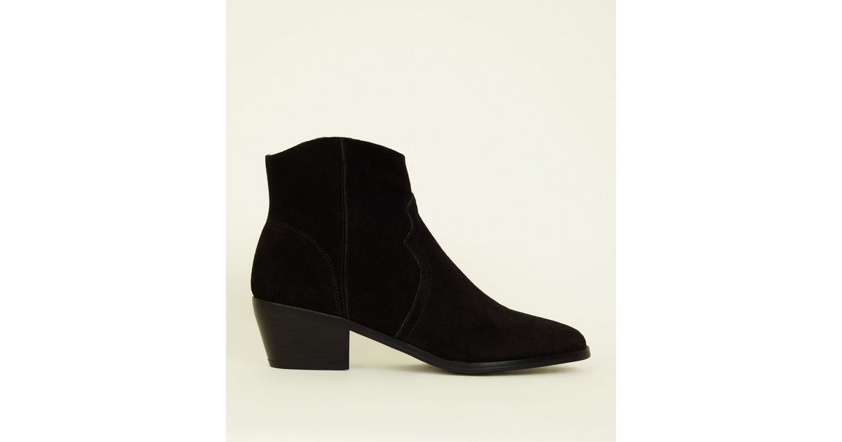 Black Suede Western Boots | New Look