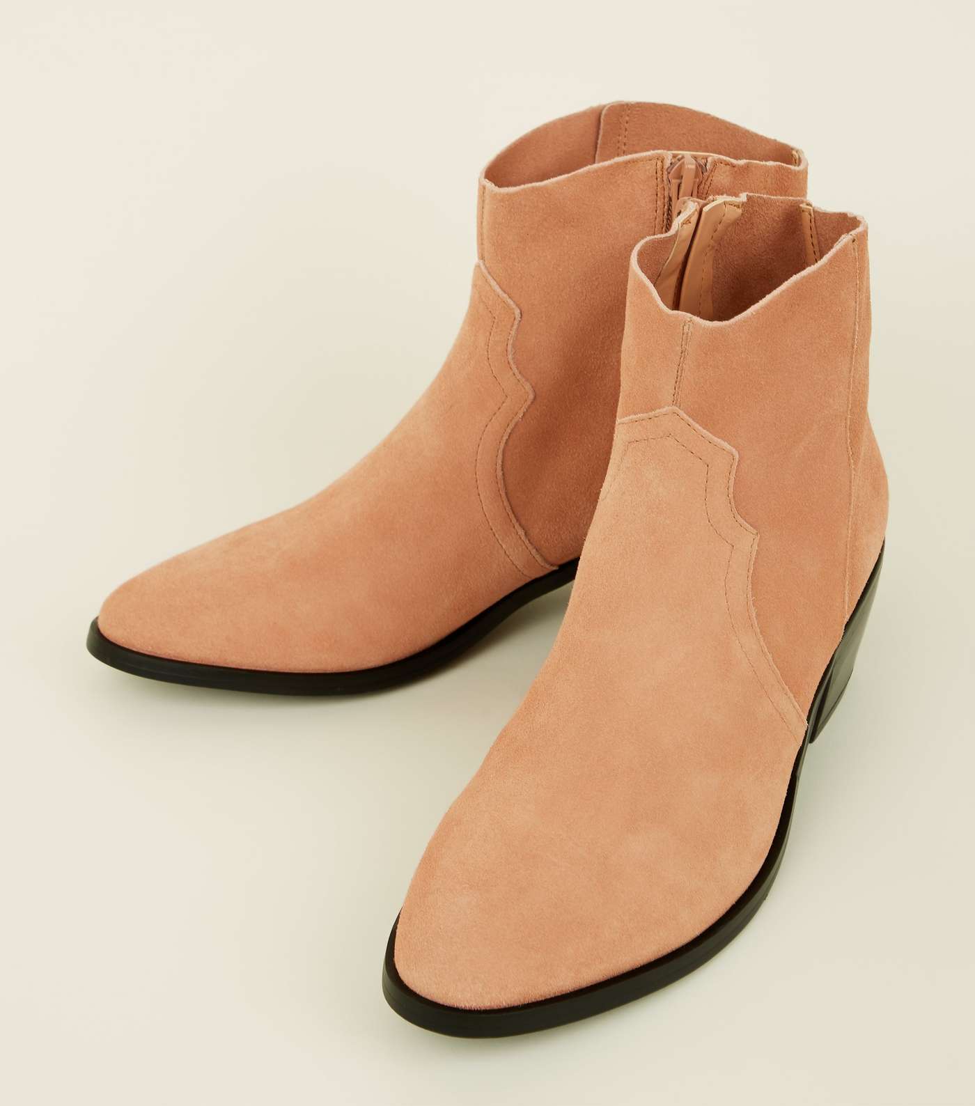 Pink Suede Western Ankle Boots  Image 4