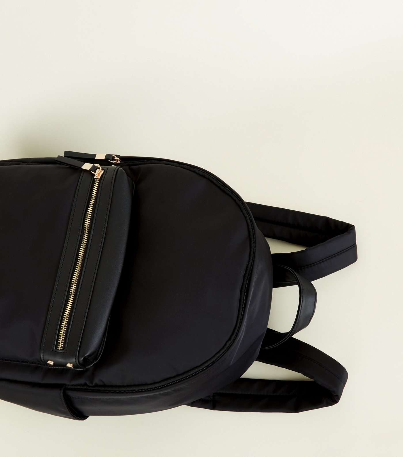 Black Nylon and Leather-Look Backpack Image 3