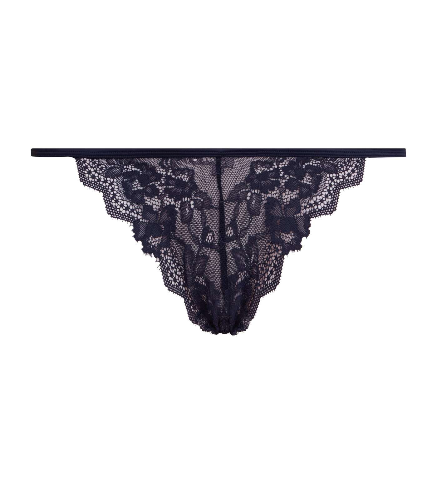 Navy Floral Lace String Thong Image 4