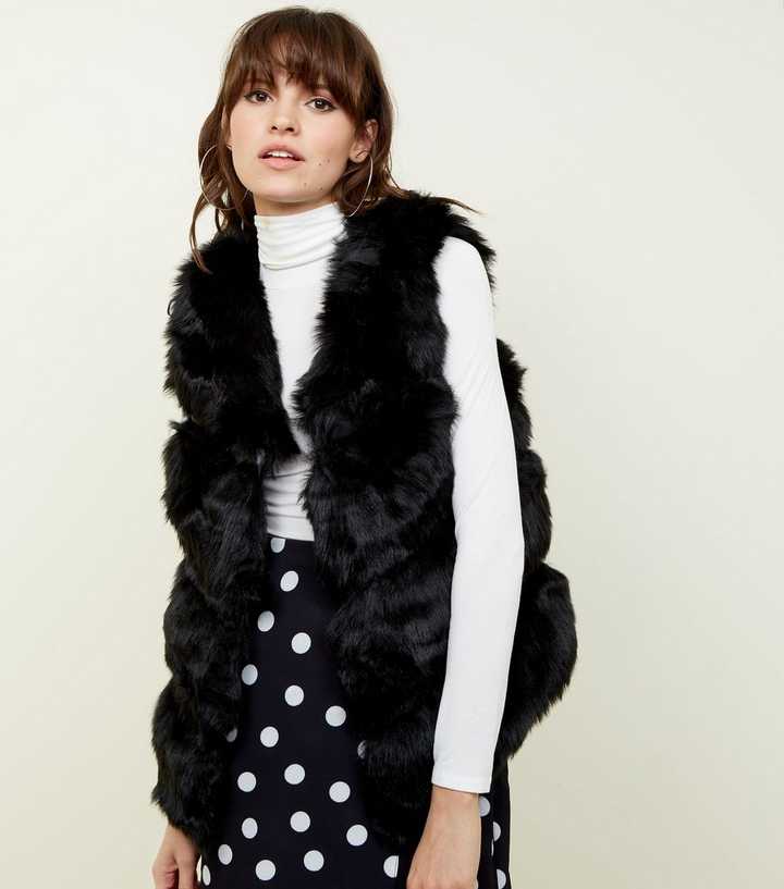 Black Pelted Faux Fur Gilet