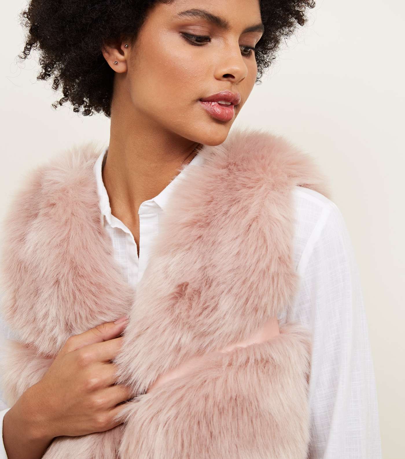 Pale Pink Pelted Faux Fur Gilet Image 6