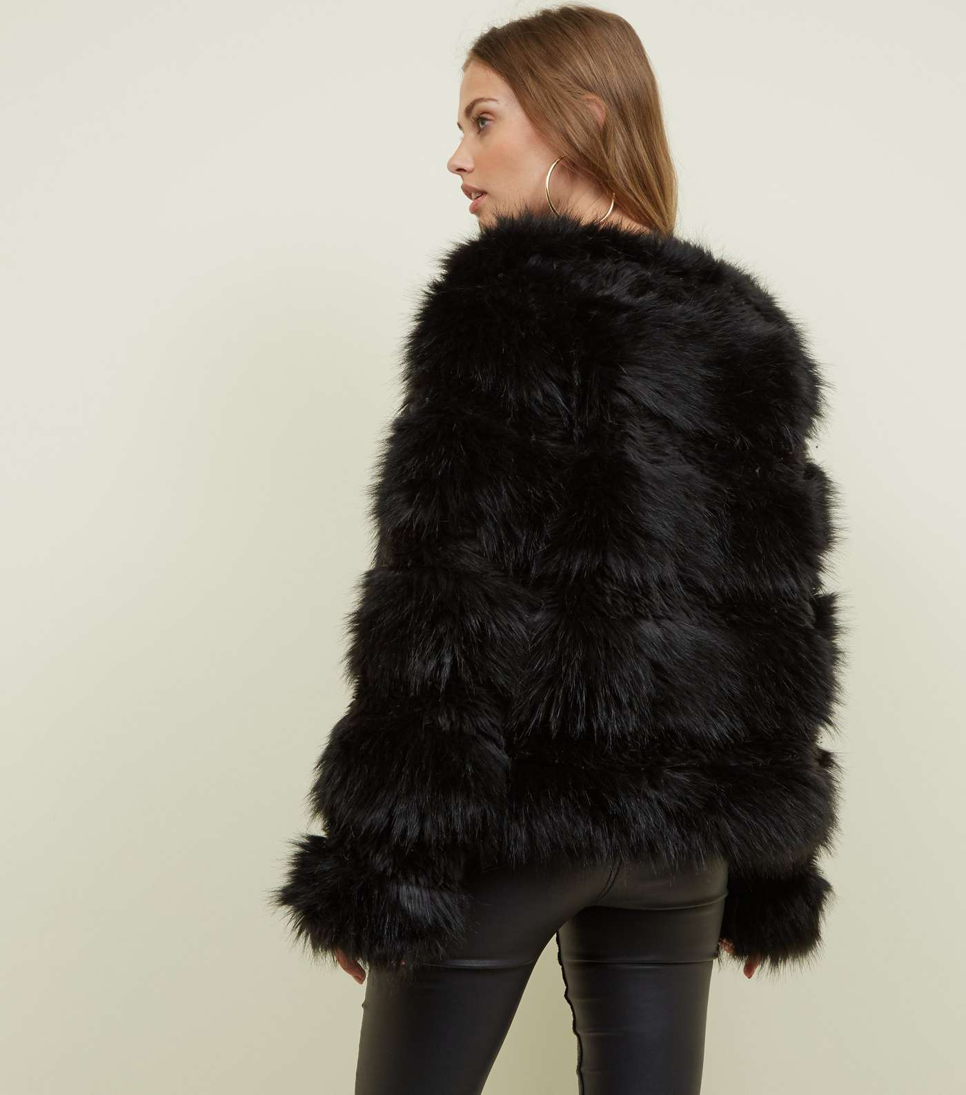 Black Pelted Faux Fur Coat Image 3
