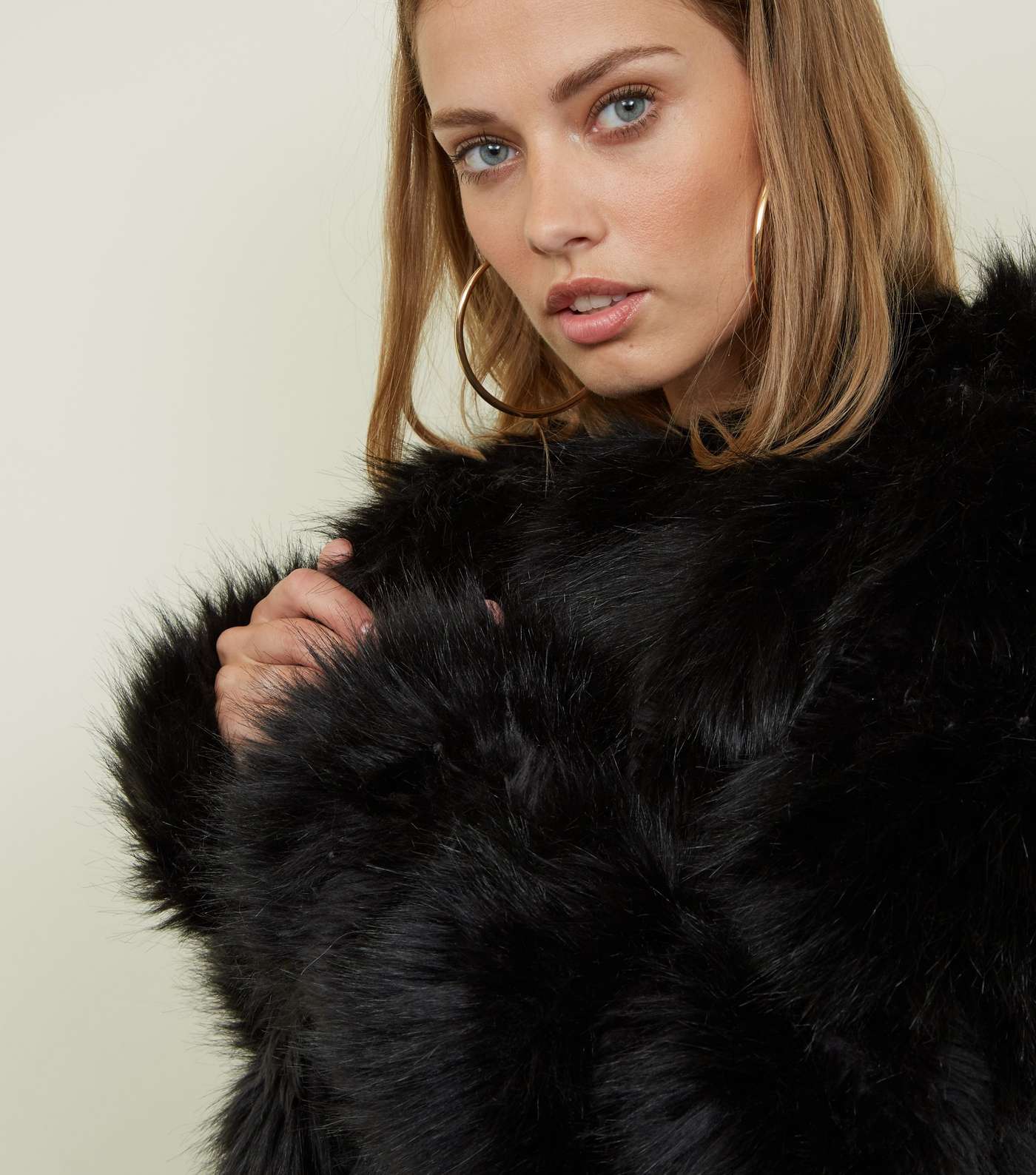 Black Pelted Faux Fur Coat Image 5