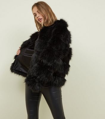 New look black 2025 pelted faux fur coat