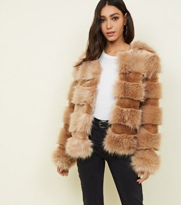 Camel Pelted Faux Fur Coat | New Look