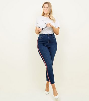 Side stripe blue on sale jeans