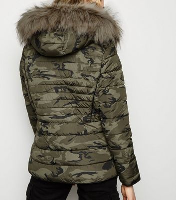 camo faux fur jacket