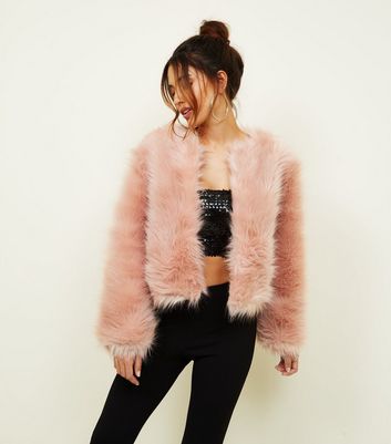 Pink faux fur coat clearance new look