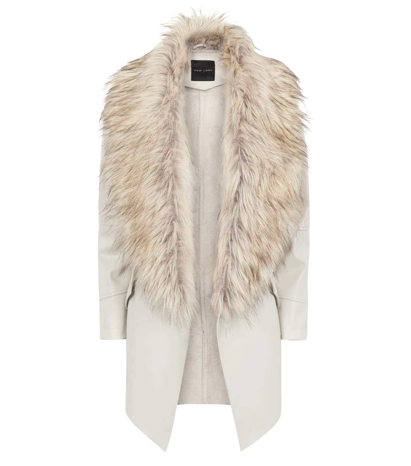 Stone Waterfall Leather Faux Fur Collar Jacket Image 4