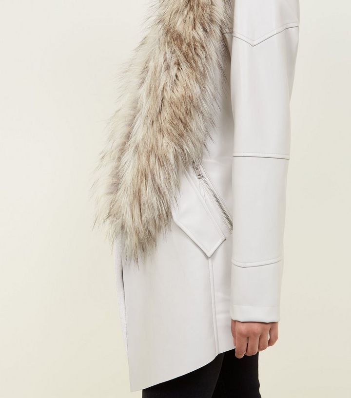 Stone Waterfall Leather Faux Fur Collar Jacket Add To Saved Items Remove From