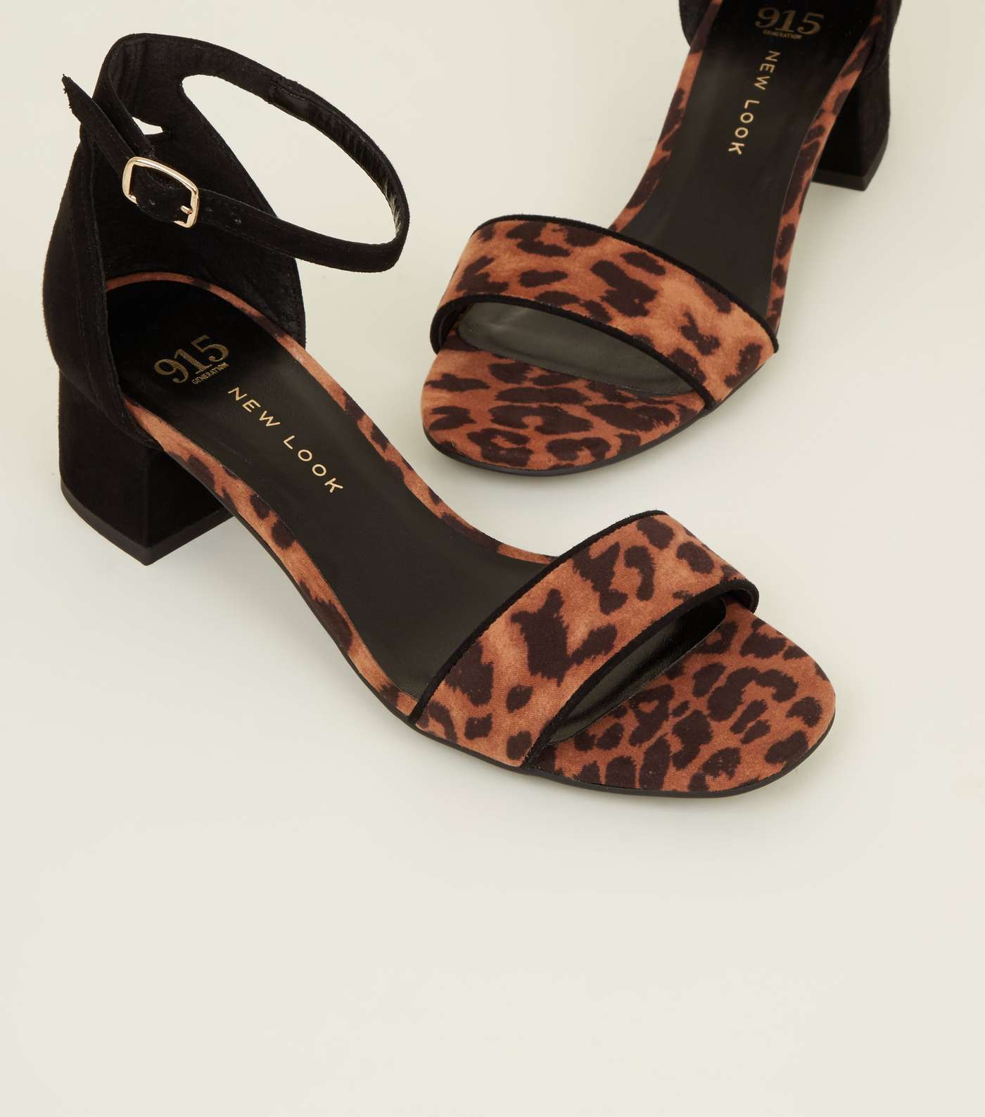 Girls Stone Leopard Print Contrast Block Heel Sandals Image 3