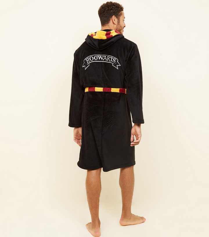 Black Hogwarts Crest Harry Potter Dressing Gown | New Look