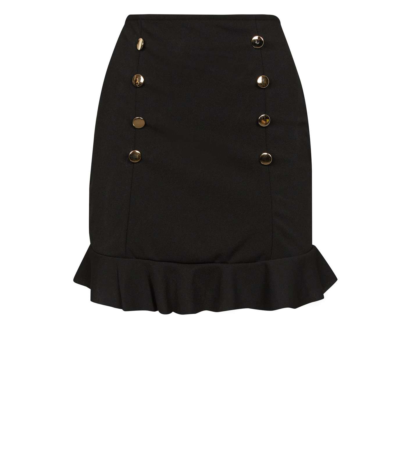 Black Button Front Frill Hem Skirt Image 4