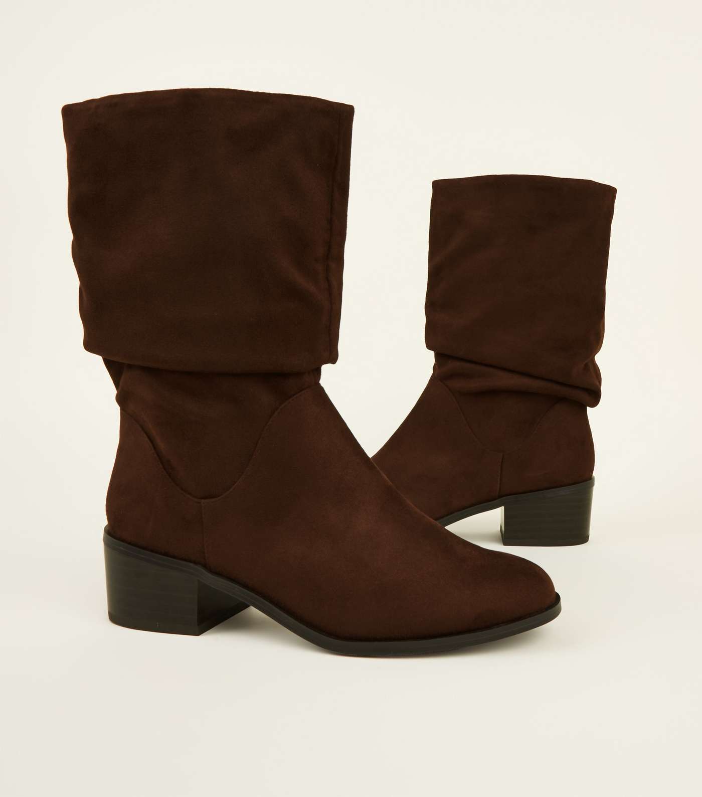 Girls Rust Suedette Slouch Calf Boots Image 4