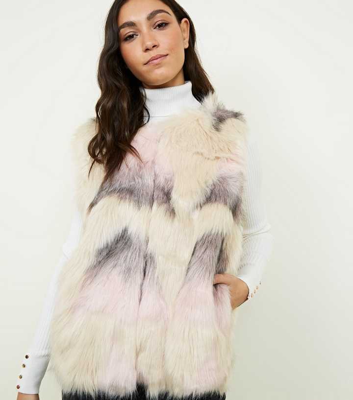 Pink Patchwork Faux Fur Gilet 
