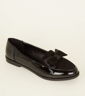 Black Patent and Suedette Bow Front 
