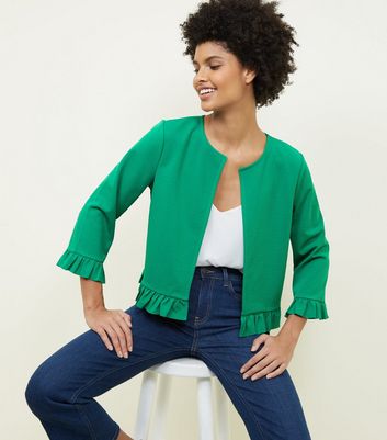 Green Frill Hem Jacket | New Look