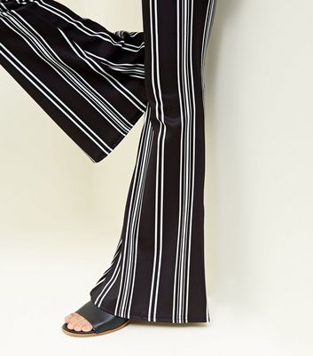 Black striped deals flared trousers