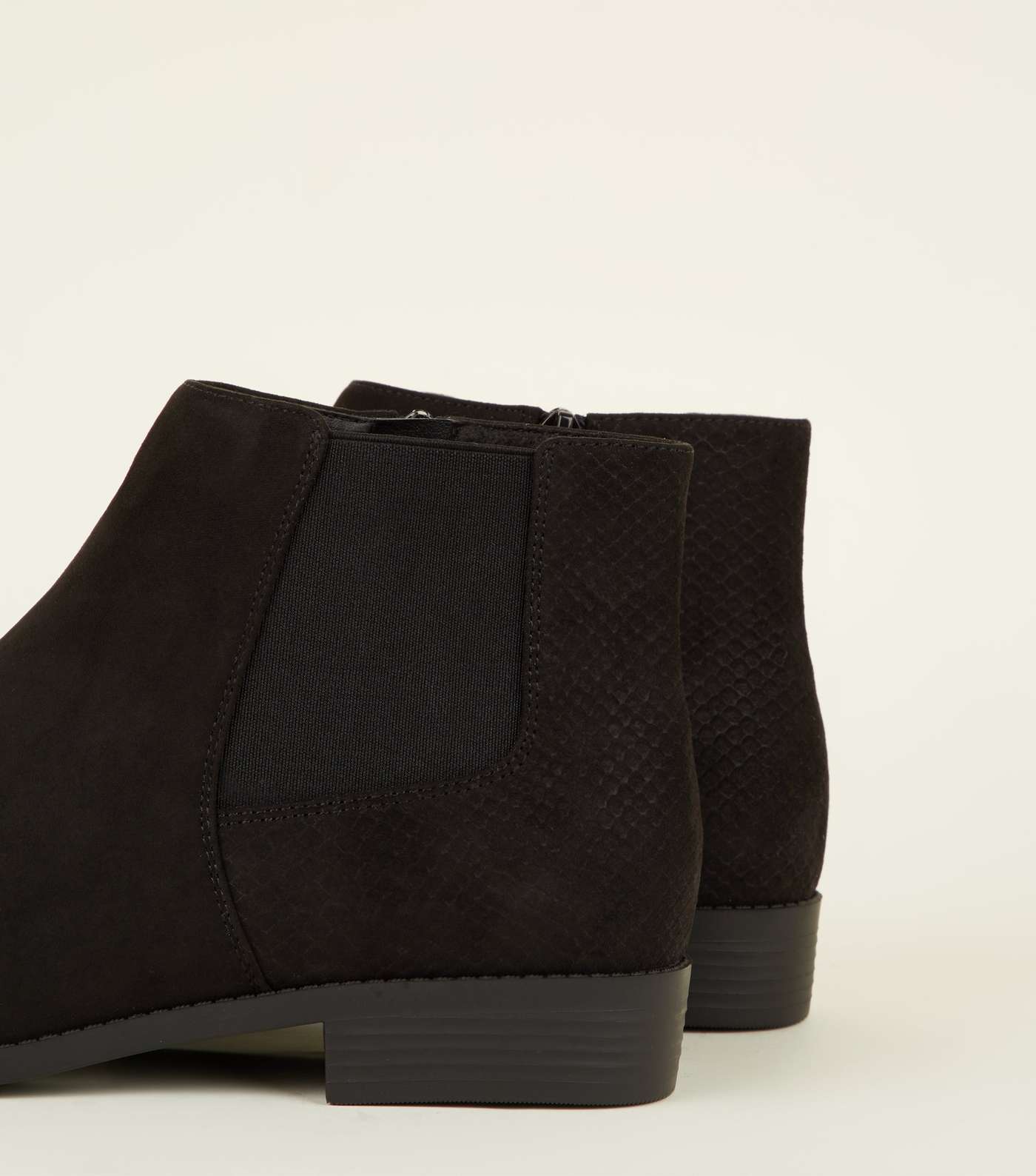 Wide Fit Black Faux Snake Panel Chelsea Boots Image 4