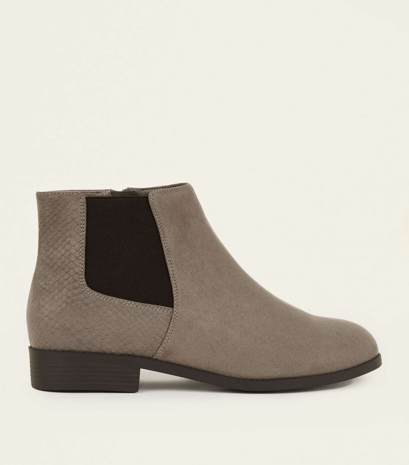 Wide Fit Grey Faux Snake Panel Chelsea Boots