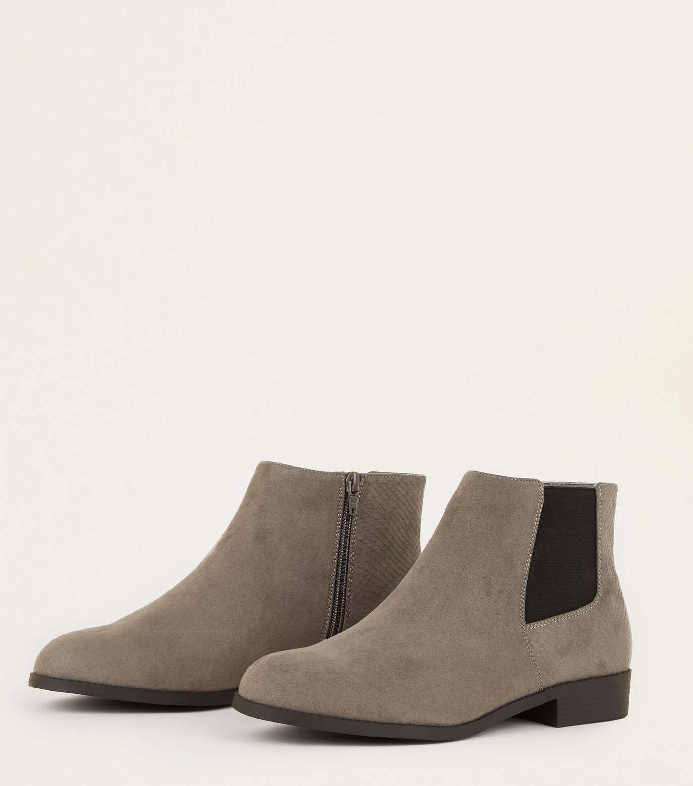 Wide Fit Grey Faux Snake Panel Chelsea Boots Image 3