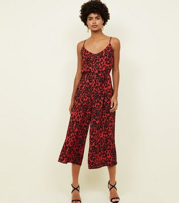 new look red leopard print jumpsuit