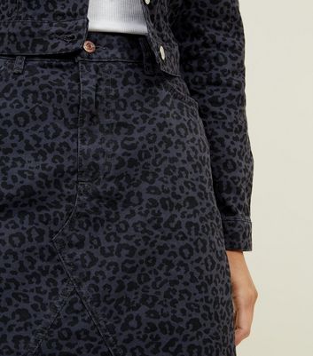new look leopard print denim skirt