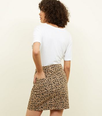 jupe jean leopard