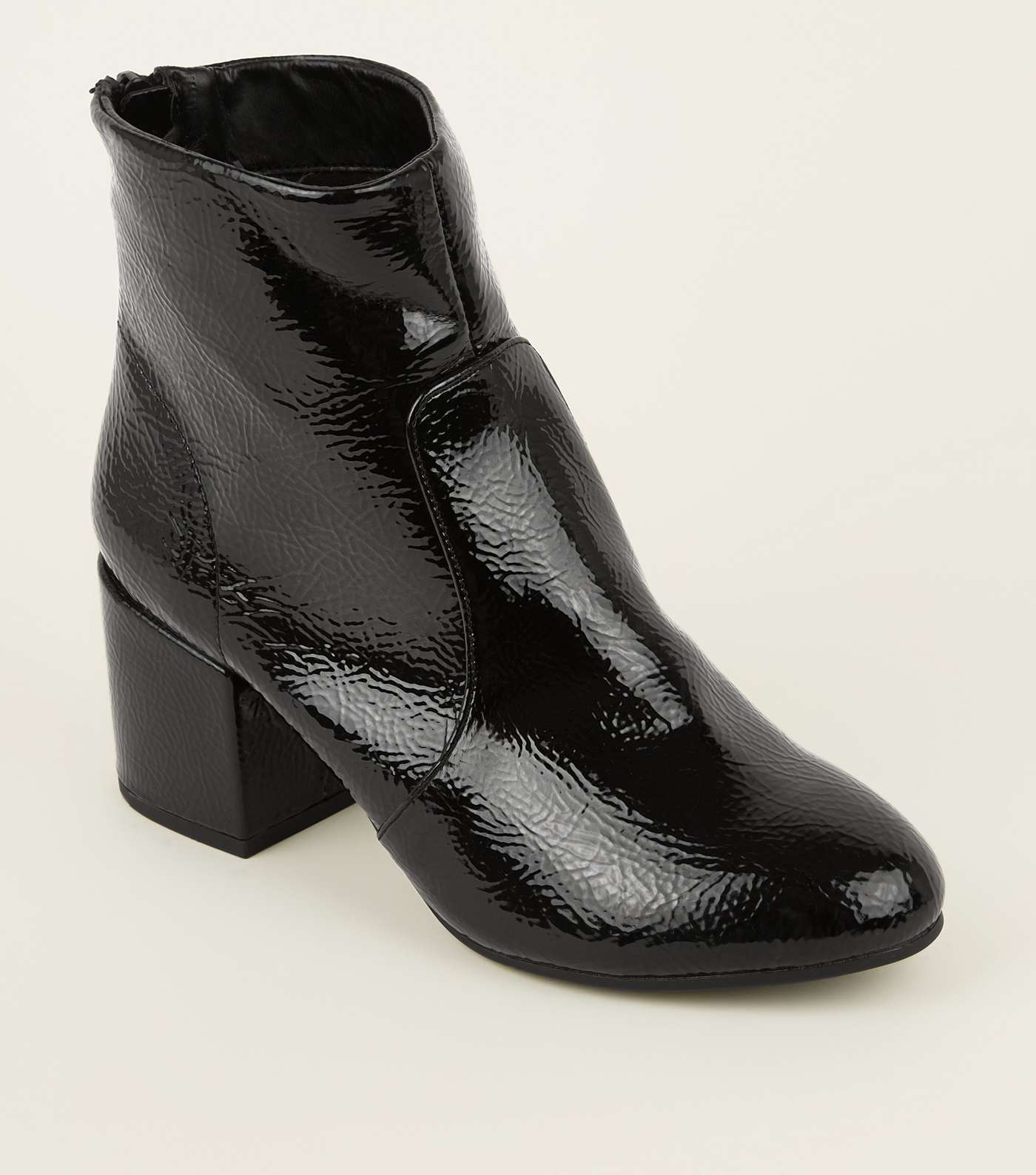 Black Crinkle Effect Ankle Boots